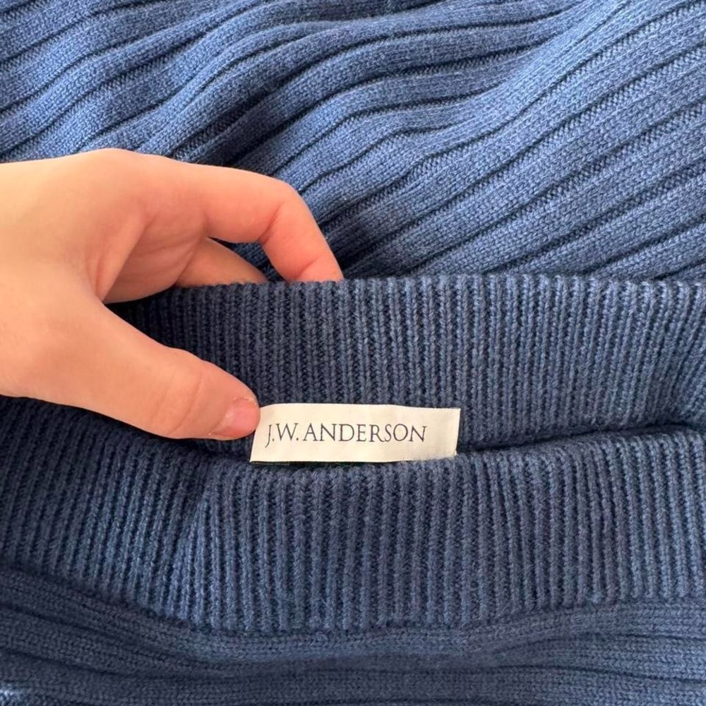 Navy Ribbed One-Shoulder Top - Picture 5 of 5
